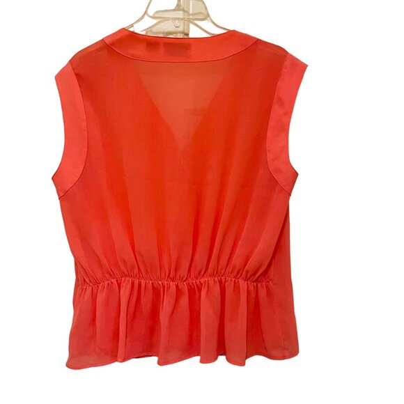 Victoria's Secret Womens Sleeveless Button Front‎ Blouse M Coral Polyester - Picture 2 of 4